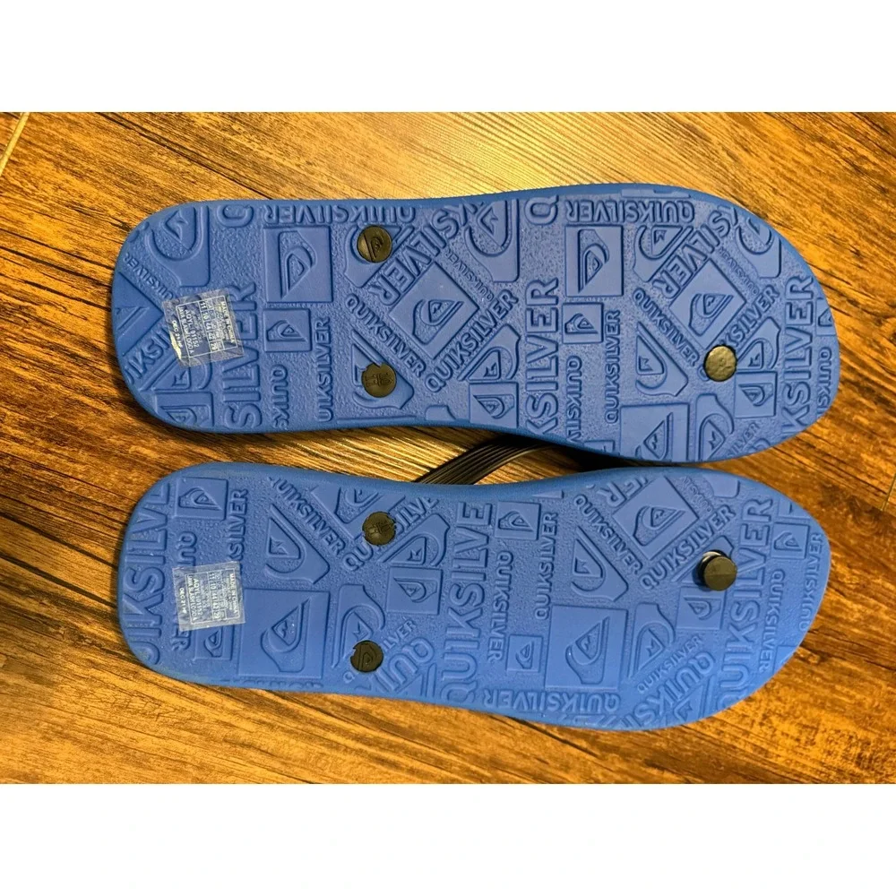 Quiksilver Mens Java Slash Logo Flip Flops Blue Grey Black Sandals AQYL101152 11